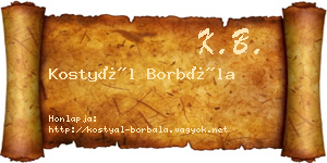 Kostyál Borbála névjegykártya